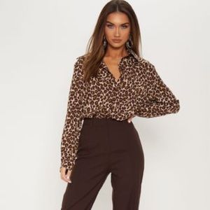 Stone Cheetah Print Oversized Blouse